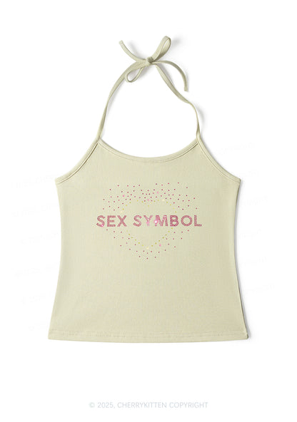 Rhinestone Sx Symbol Y2K Halter Neck Cami Cherrykitten