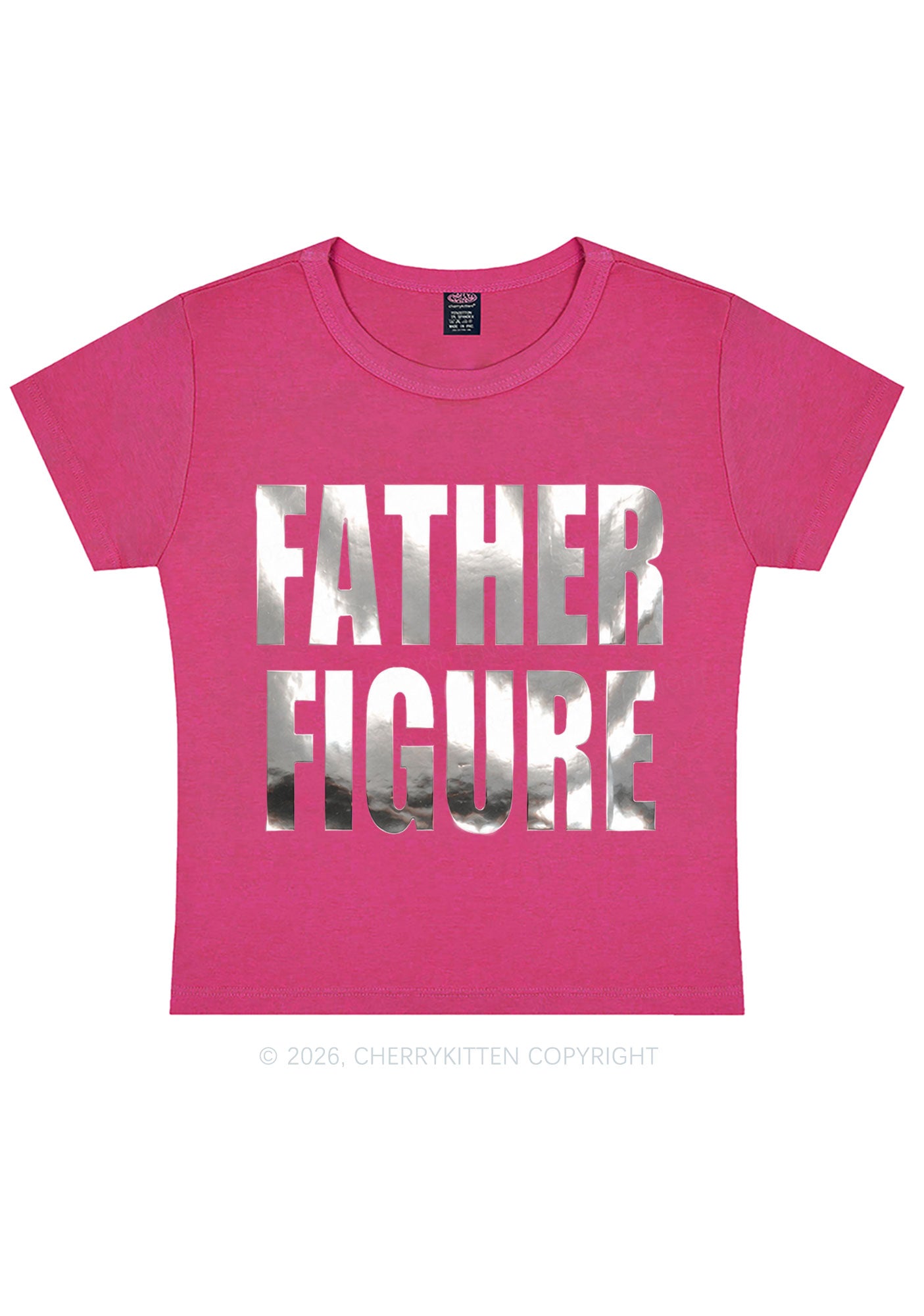 Father Figure Silver Foil Printed Y2K Baby Tee Cherrykitten