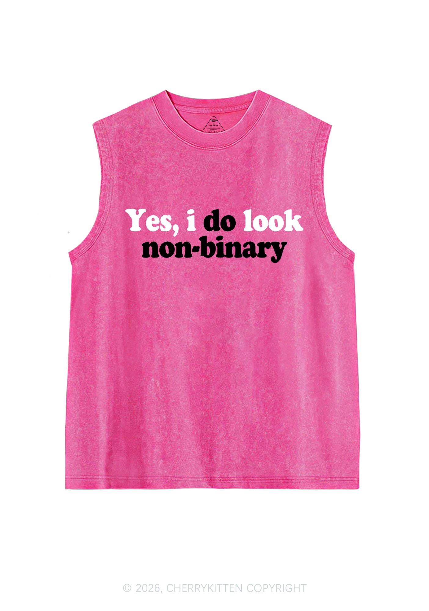 I Do Look Nonbinary Pride Y2K Washed Muscle Tank Cherrykitten