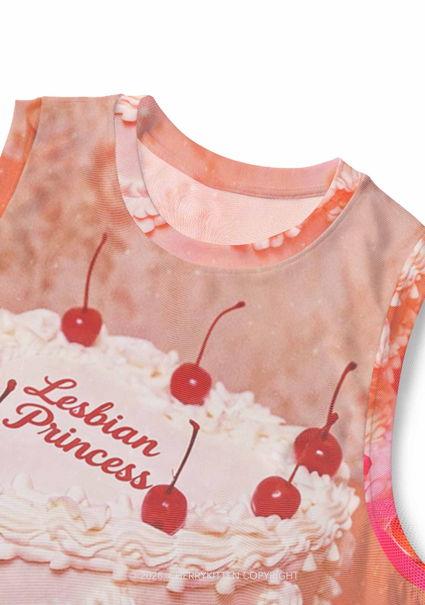 Coral Lesbian Princess Cake Pride Y2K Mesh Muscle Tank Cherrykitten