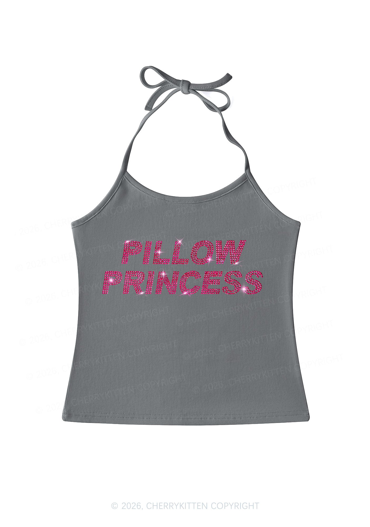 Rhinestone Pillow Princess Y2K Halter Neck Cami Cherrykitten