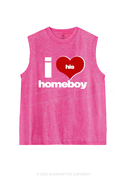 I Love His Homeboy Y2K Washed Muscle Tank Cherrykitten