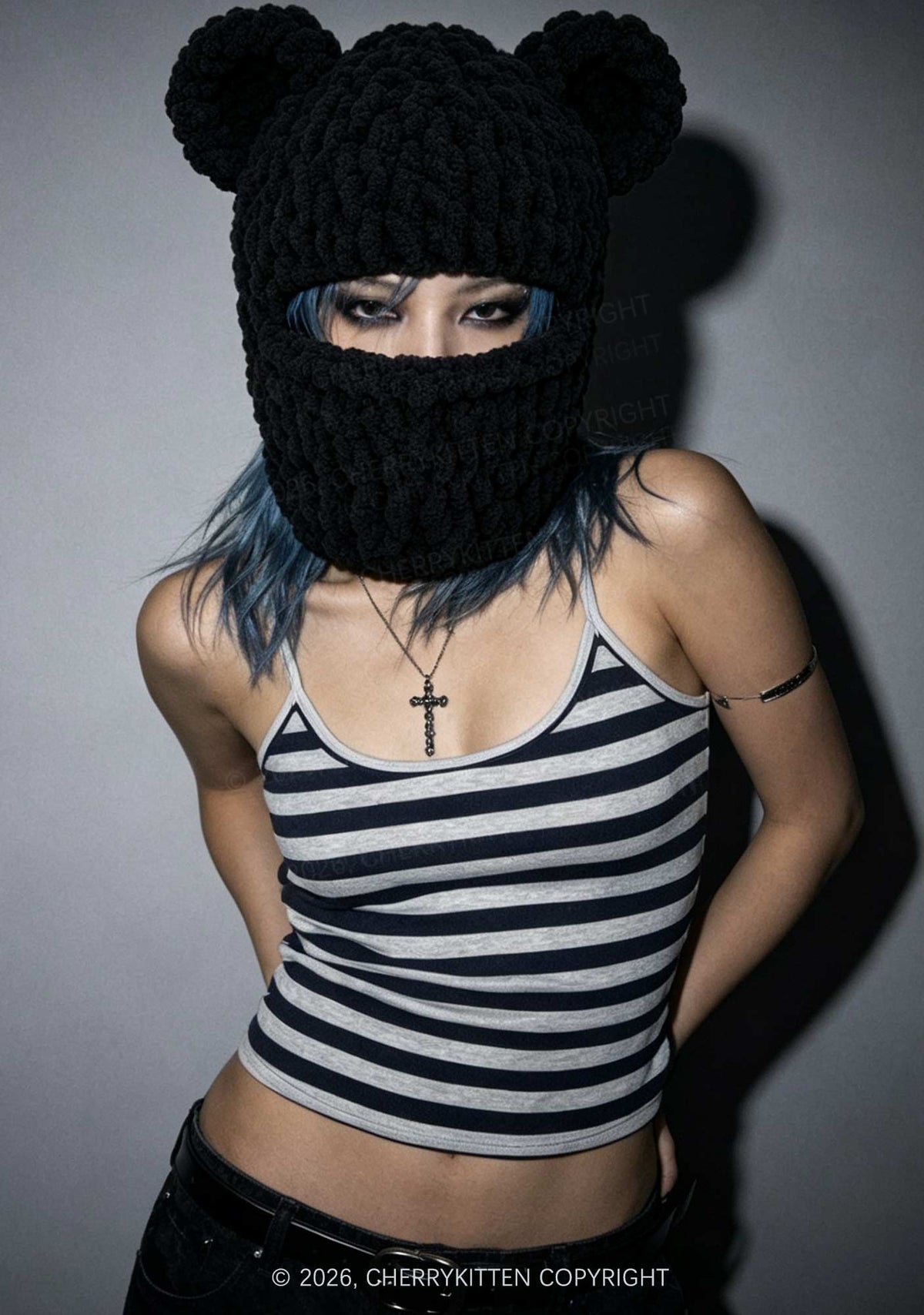 Halloween Bear Y2K Knitted Balaclava Cherrykitten