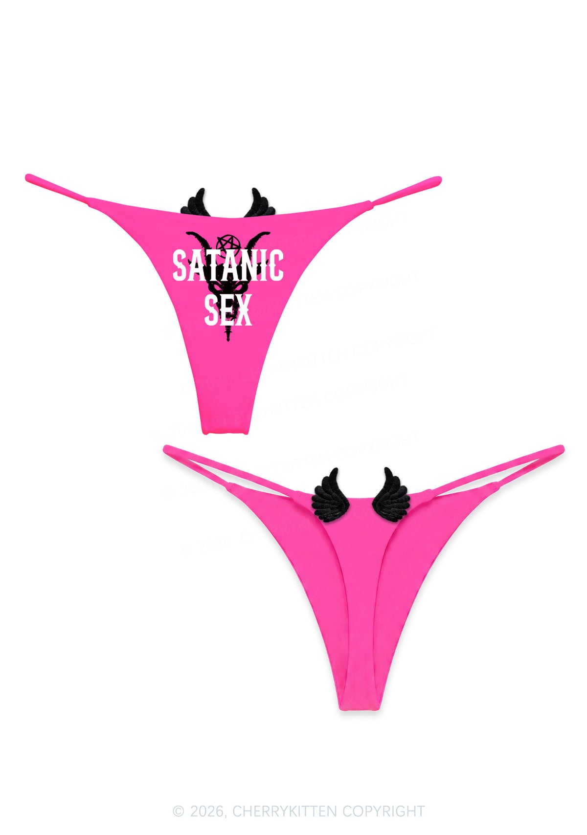 Halloween Satanic Sx Y2K Goth Angel Wings Bikini String Thong Cherrykitten