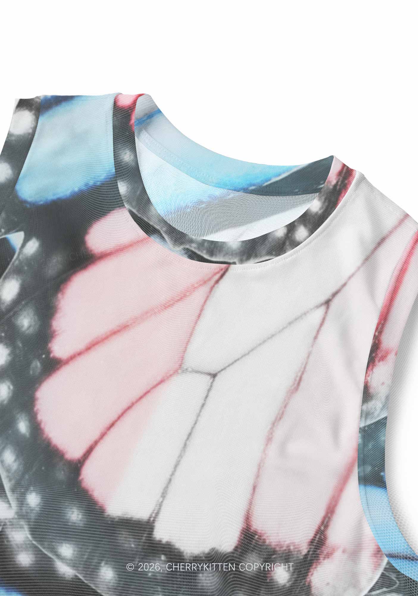 Trans Butterfly Wing Pride Y2K Mesh Muscle Tank Cherrykitten
