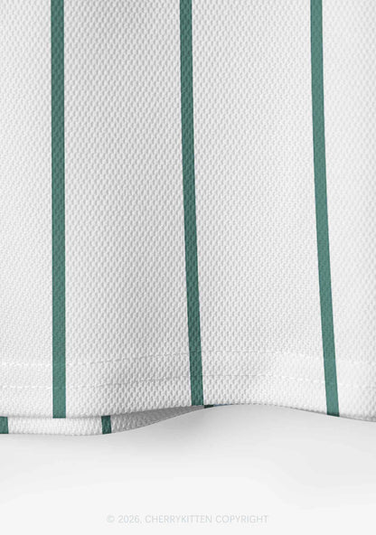 Green Stripes Bisexual Mess Pride Y2K Crop Sport Jersey Shirts Cherrykitten