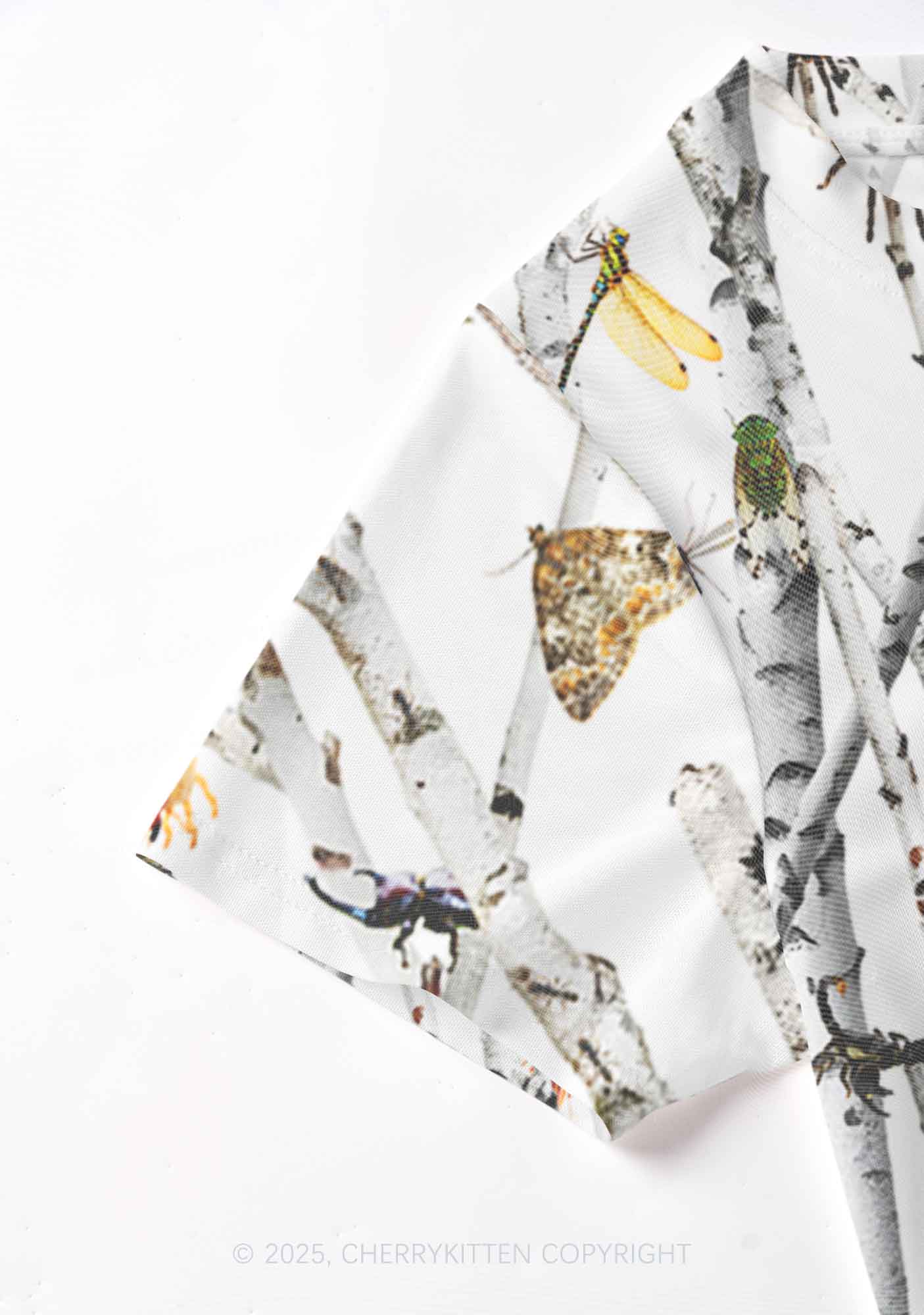 Insects On Birch Y2K Mesh Crop Top Cherrykitten