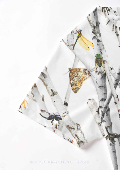 Insects On Birch Y2K Mesh Crop Top Cherrykitten