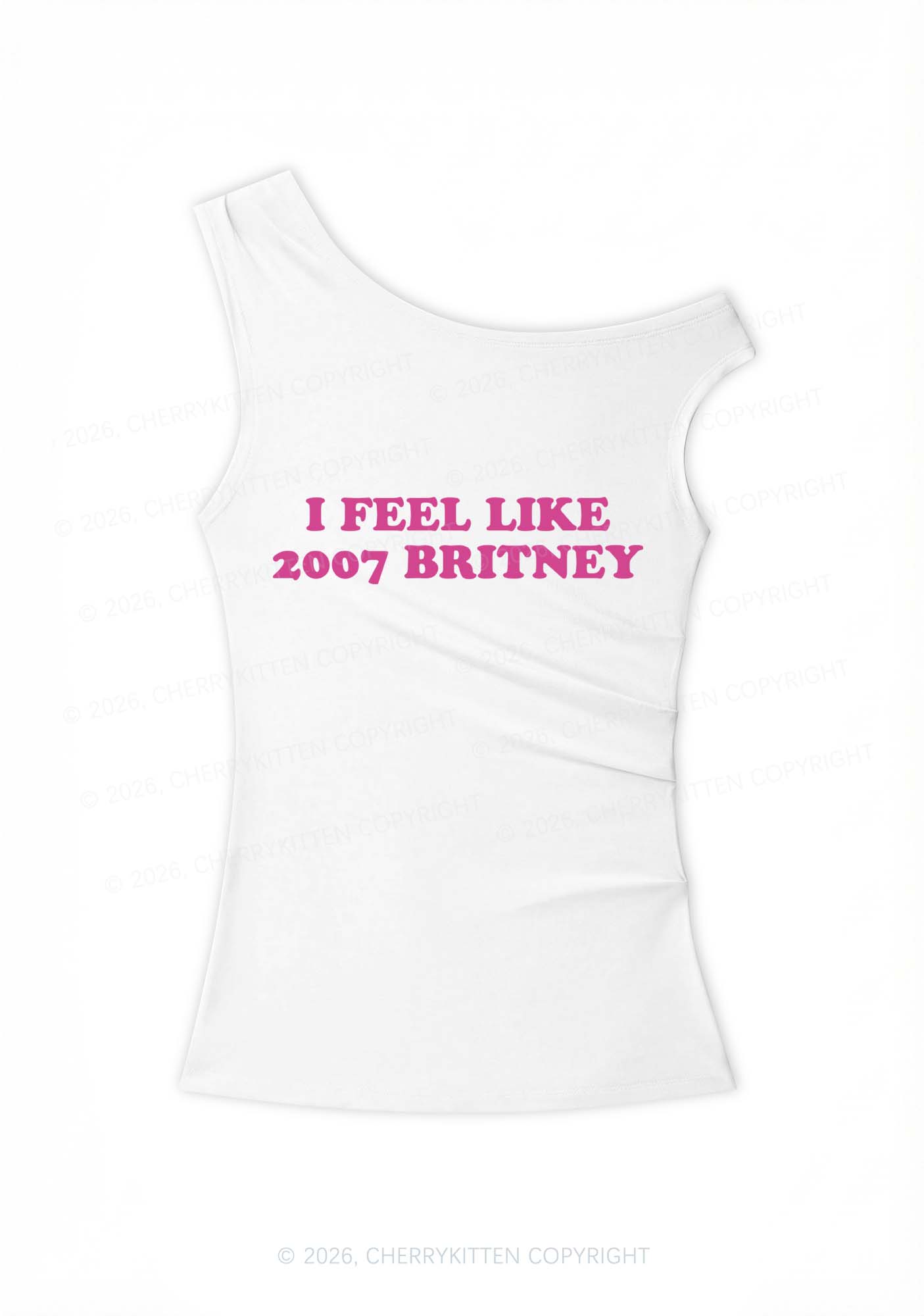 I Feel Like Britney Y2K Off Shoulder Tank Top Cherrykitten
