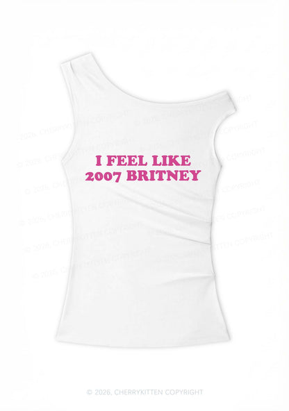 I Feel Like Britney Y2K Off Shoulder Tank Top Cherrykitten