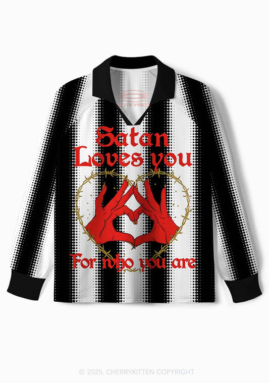 Halloween Custom Black Satan Heart Y2K Long Sleeve Sport Jersey Shirts Cherrykitten