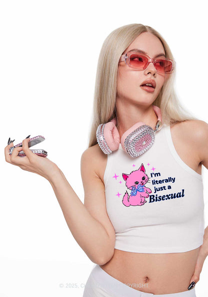 Literally Just A Bisexual Pride Y2K Crop Tank Top Cherrykitten