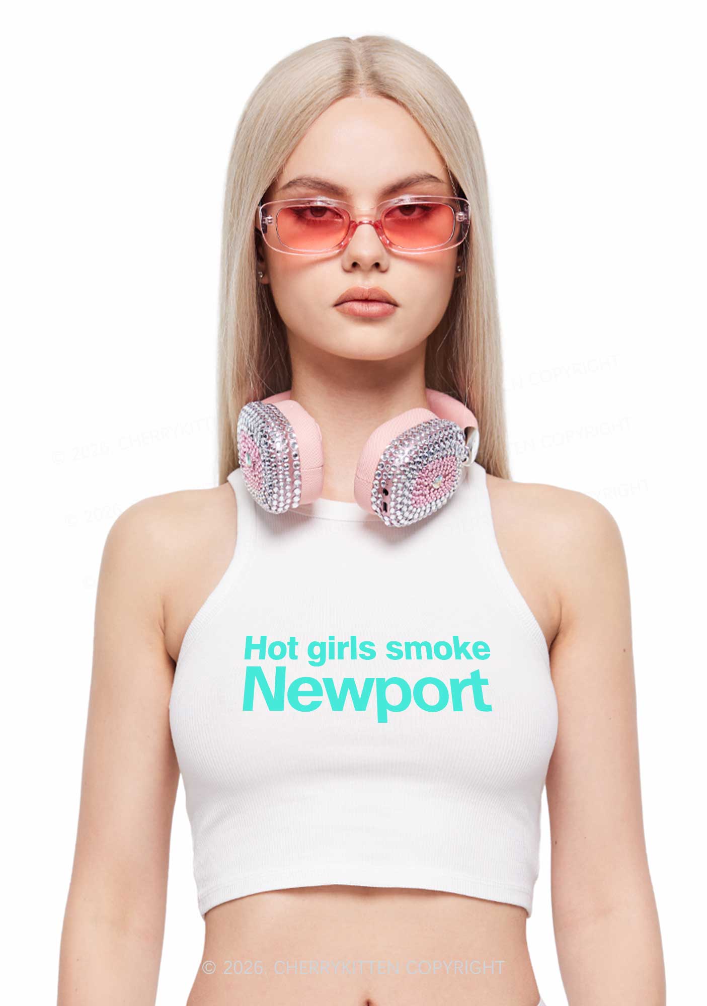 Hot Girls Smoke Y2K Crop Tank Top Cherrykitten