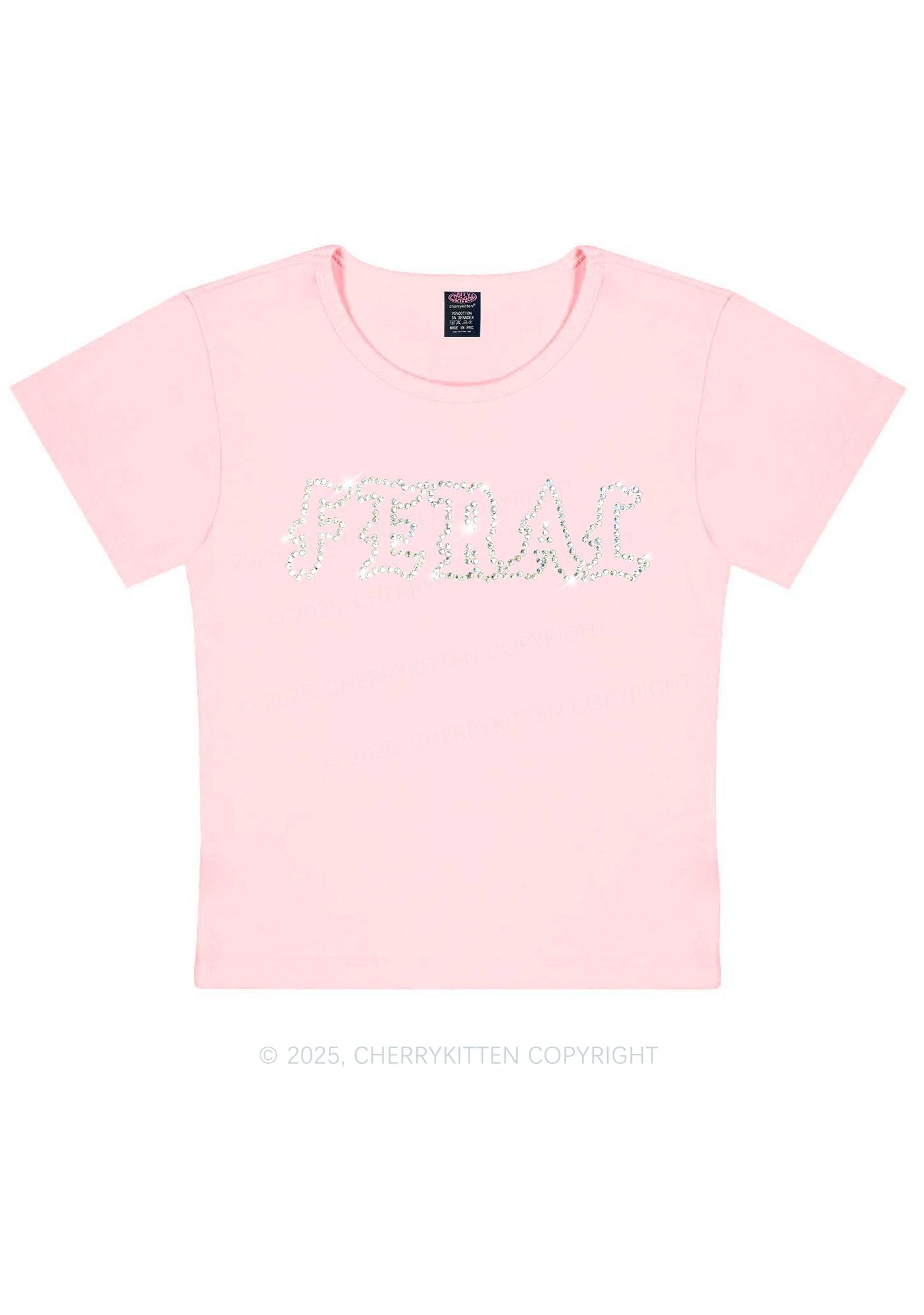 Rhinestone Feral Y2K Baby Tee Cherrykitten