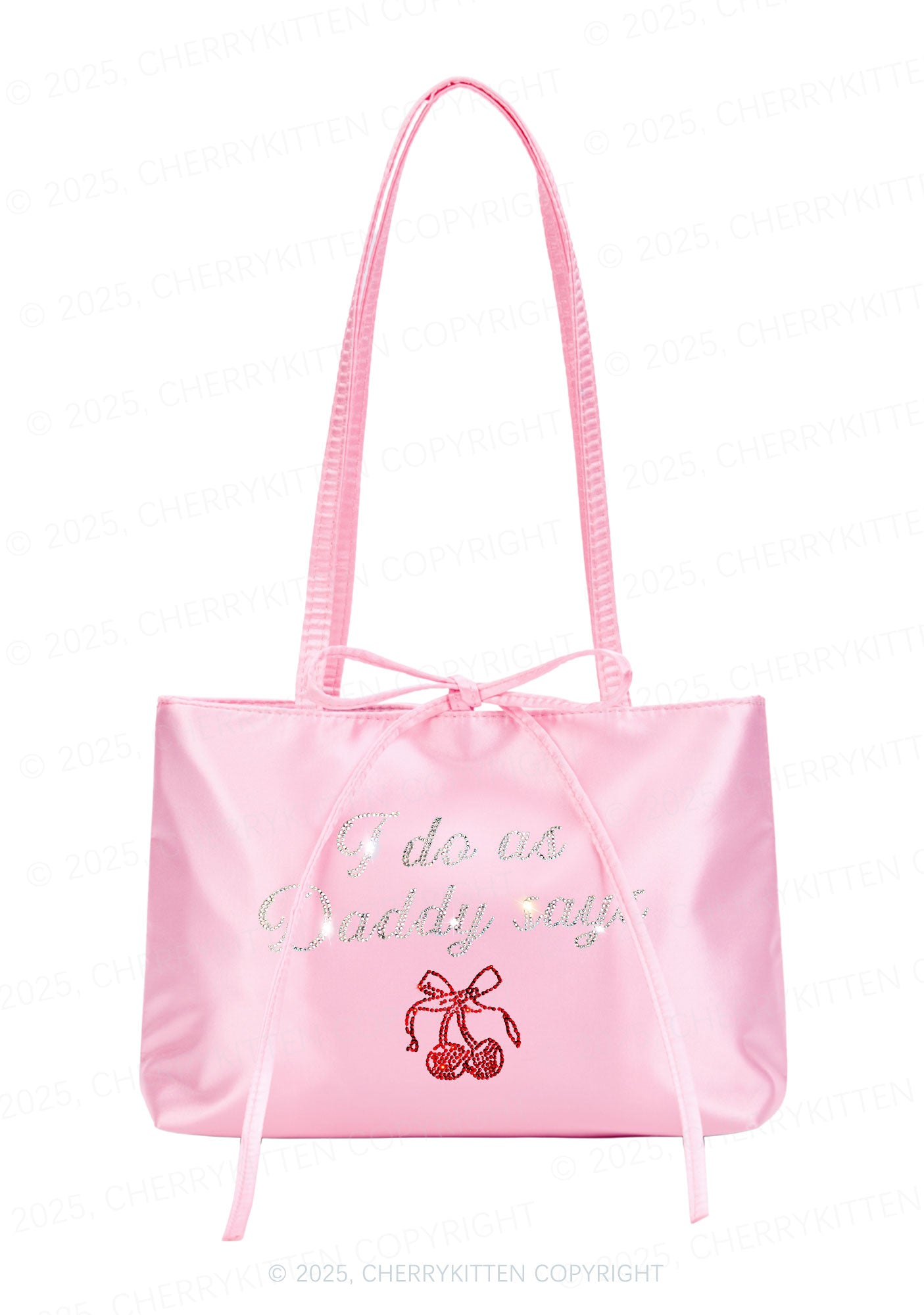 Rhinestone I Do As Daddy Says Y2K Satin Bags Cherrykitten