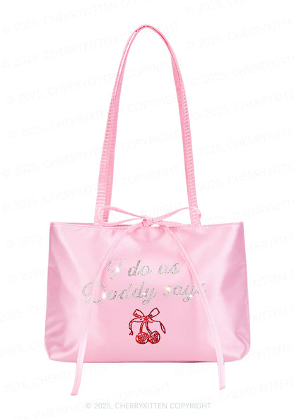 Rhinestone I Do As Daddy Says Y2K Satin Bags Cherrykitten