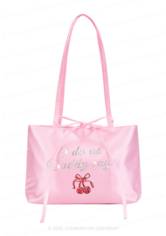 Rhinestone I Do As Daddy Says Y2K Satin Bags Cherrykitten