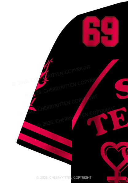 Sapphic Tendencies Kiss Girls Pride Y2K Crop Sport Jersey Shirts Cherrykitten