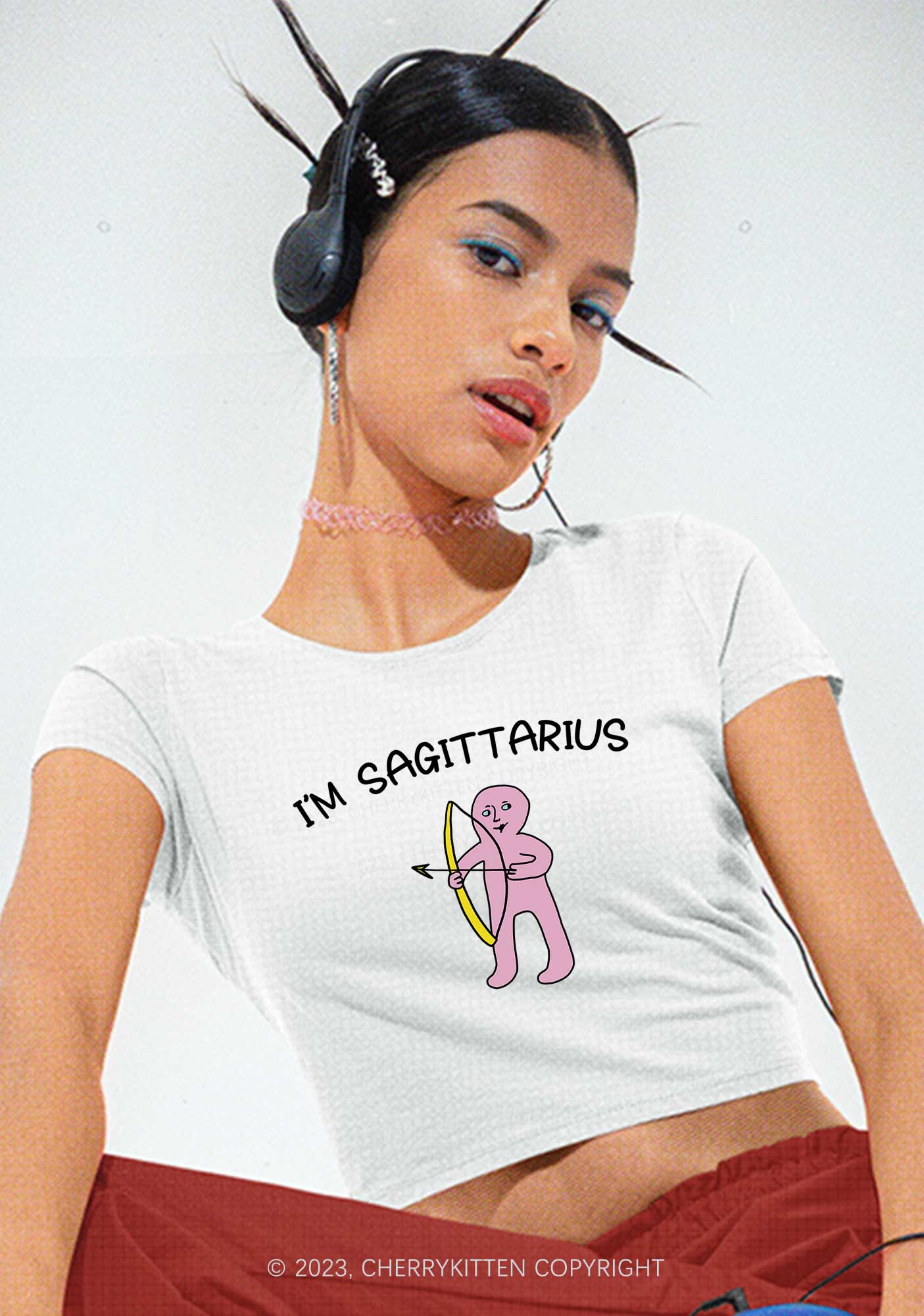 I'm Sagittarius Y2K Baby Tee Cherrykitten