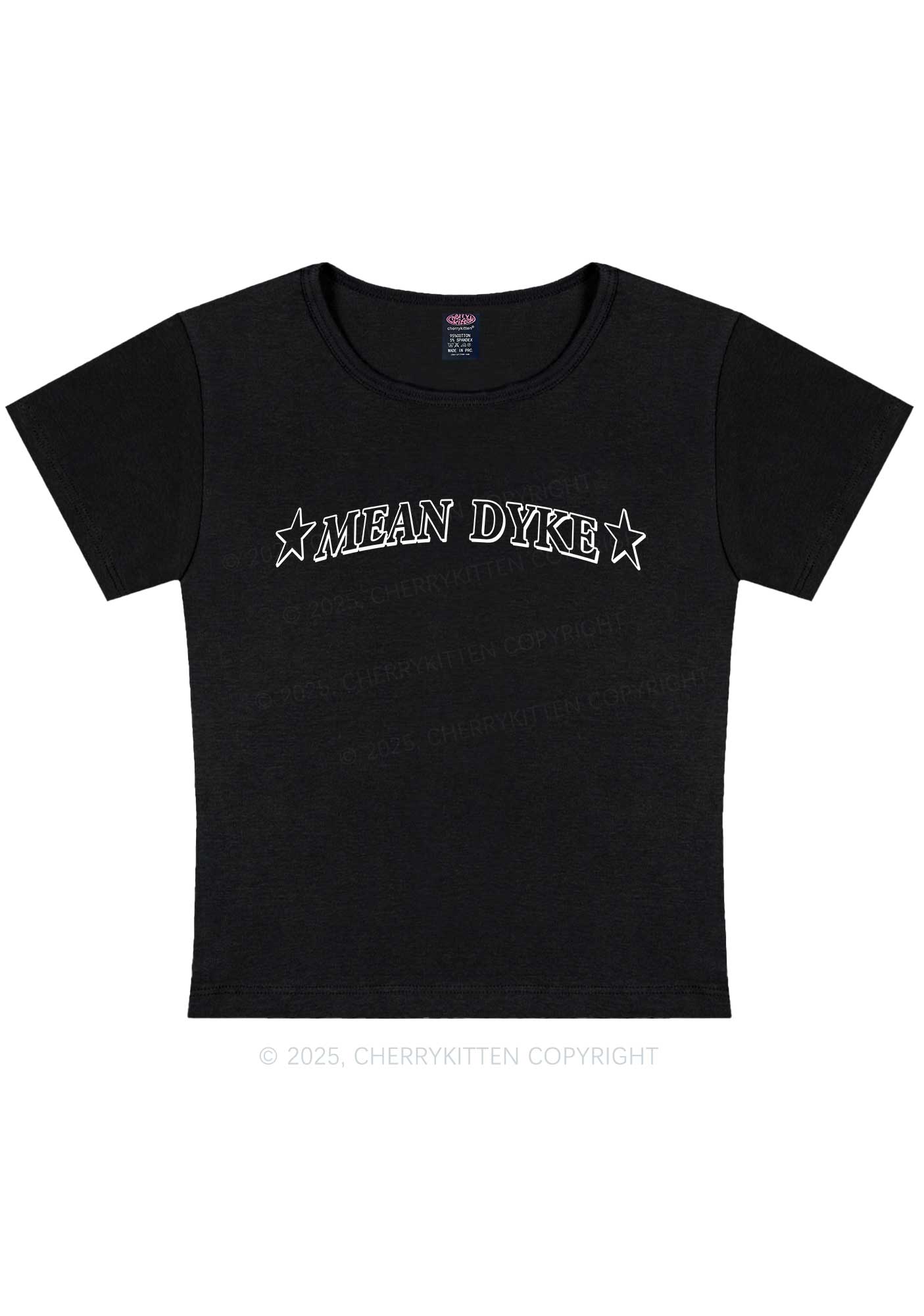 Mean Dyke Pride Y2K Baby Tee Cherrykitten