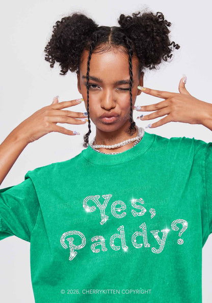 Rhinestone Yes Paddy St Patricks Y2K Shirts Washed Tee Cherrykitten