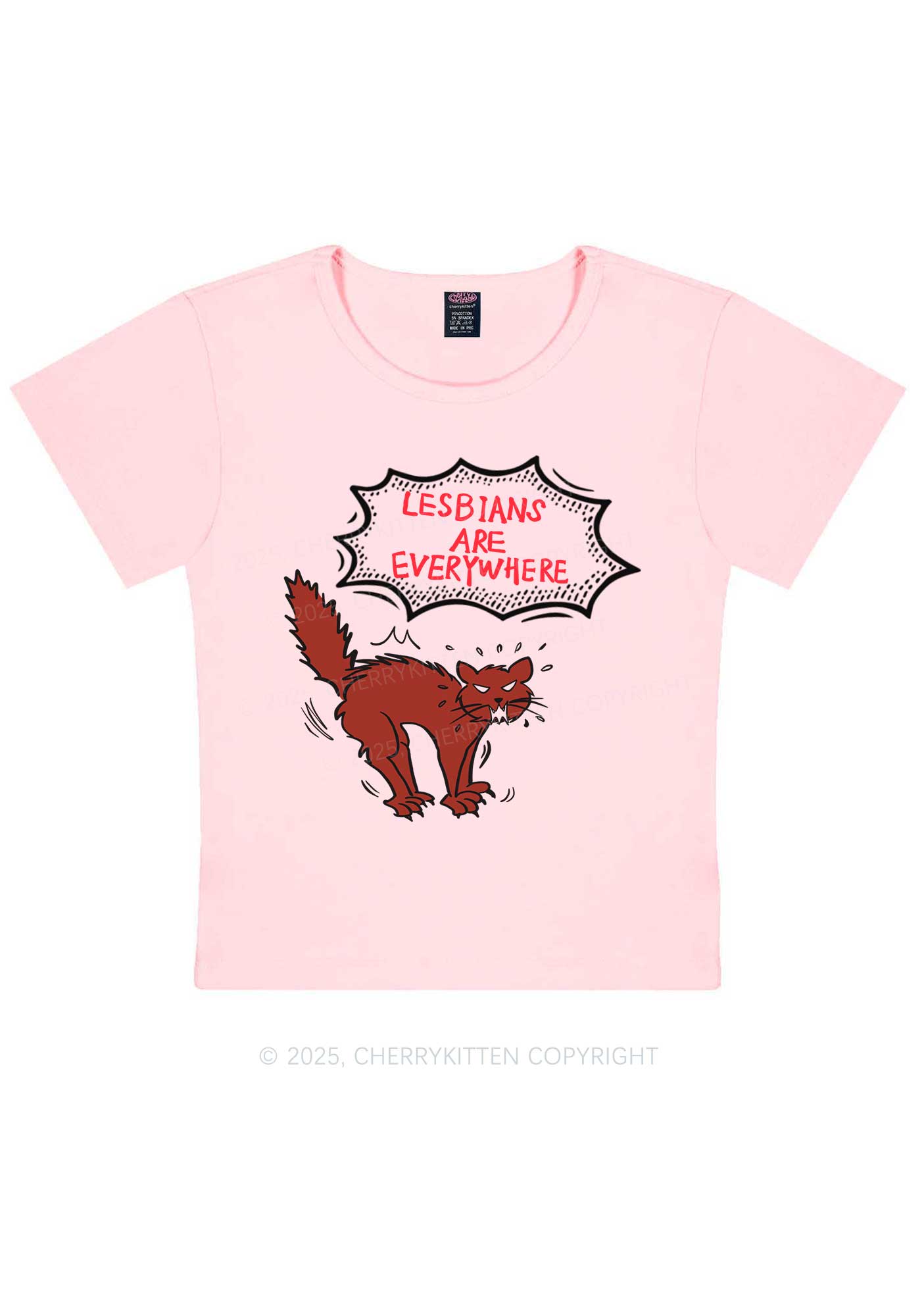 Lesbians Are Everywhere Y2K Baby Tee Cherrykitten
