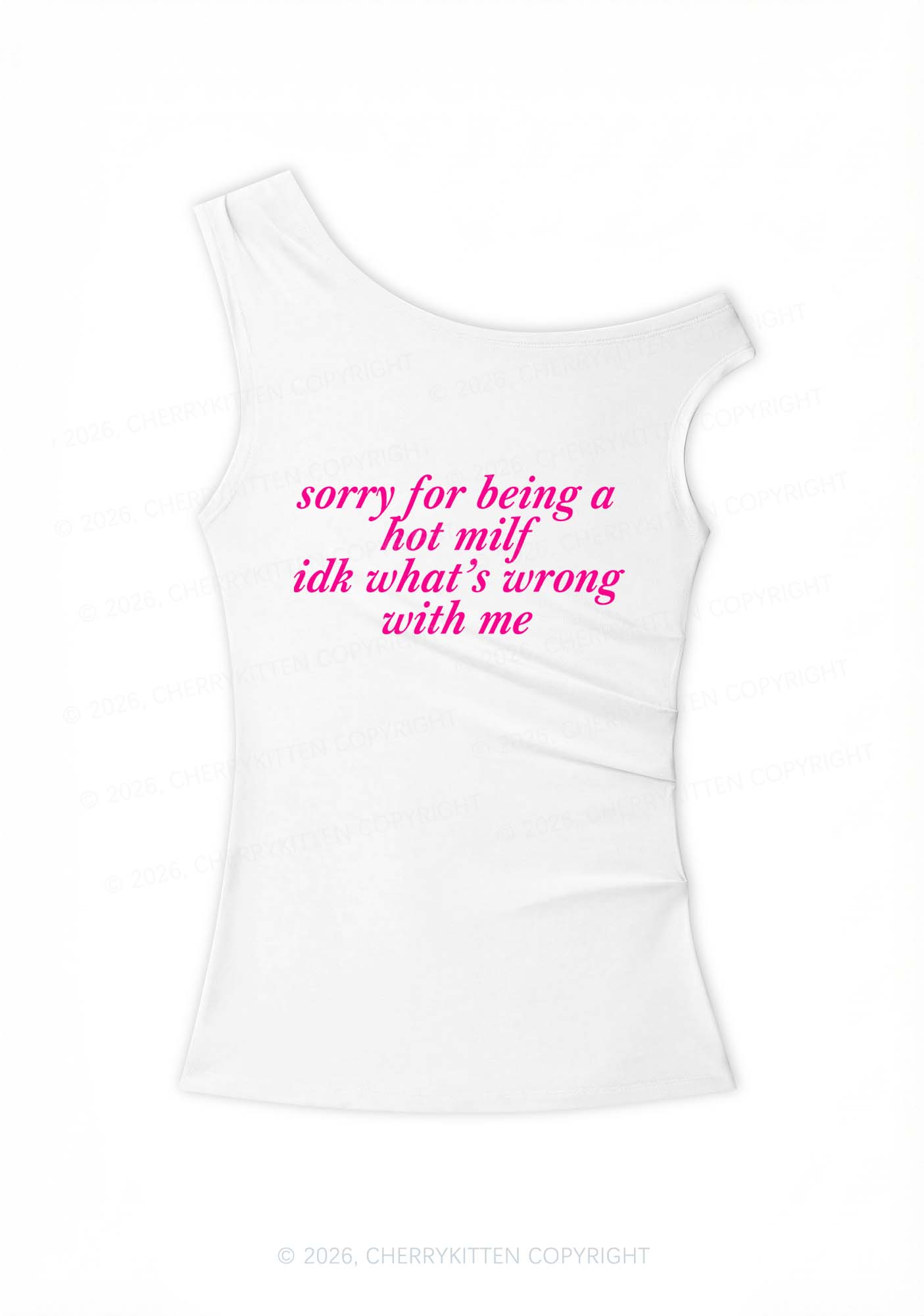 Sorry For Being A Hot Mxxf Y2K Off Shoulder Tank Top Cherrykitten