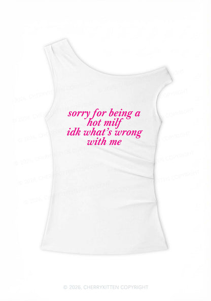 Sorry For Being A Hot Mxxf Y2K Off Shoulder Tank Top Cherrykitten