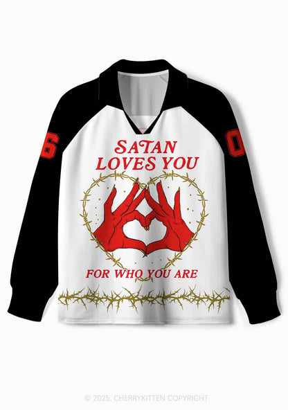 Halloween Custom White Satan Heart Y2K Long Sleeve Sport Jersey Shirts Cherrykitten