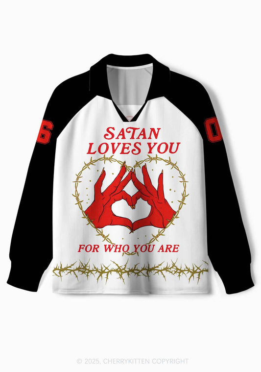 Halloween Custom White Satan Heart Y2K Long Sleeve Sport Jersey Shirts Cherrykitten