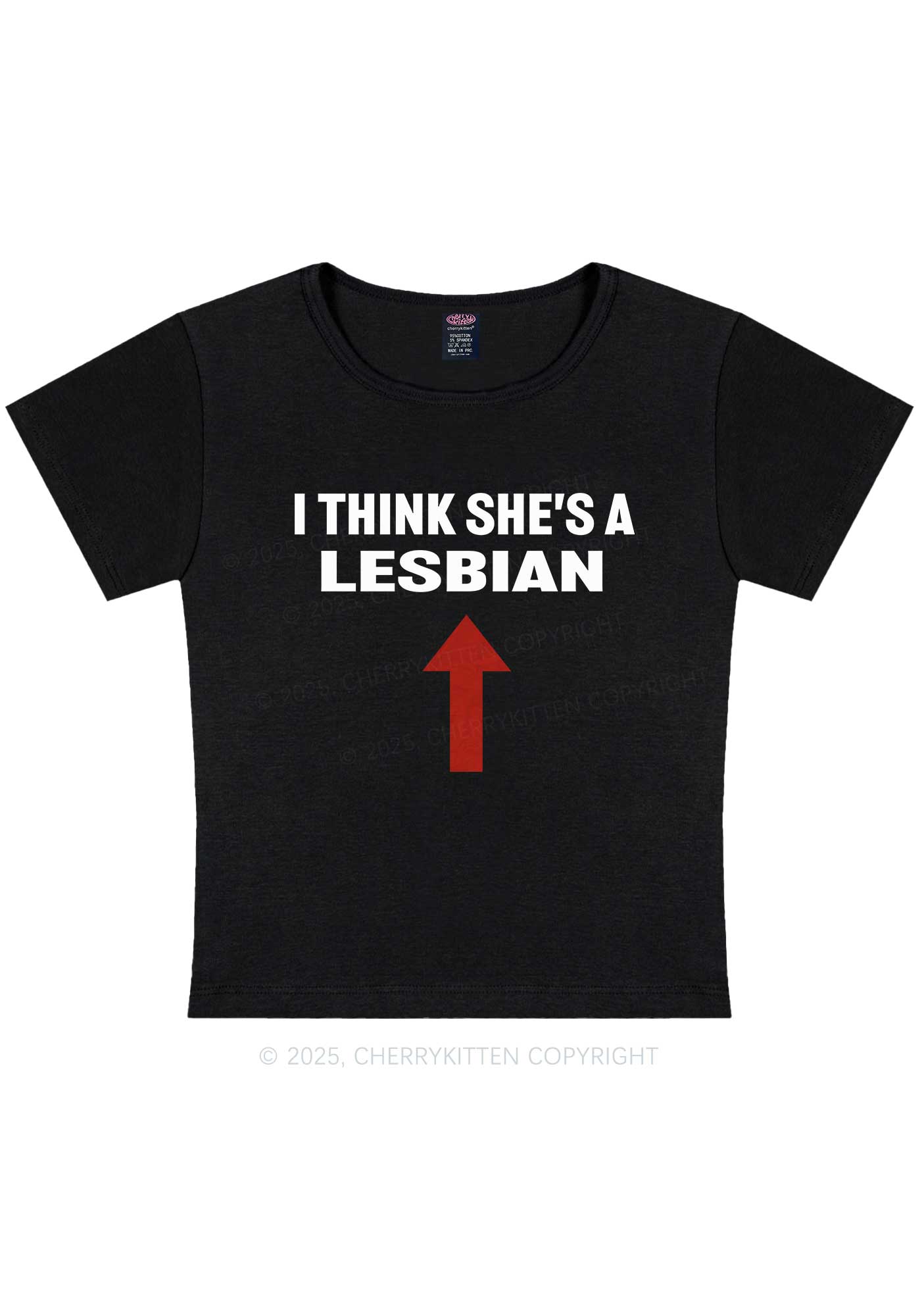 I Think She's A Lesbian Y2K Baby Tee Cherrykitten