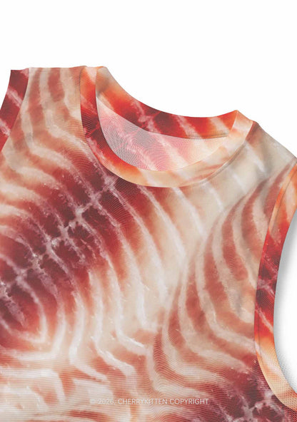 Pork Belly Texture Y2K Mesh Muscle Tank Cherrykitten