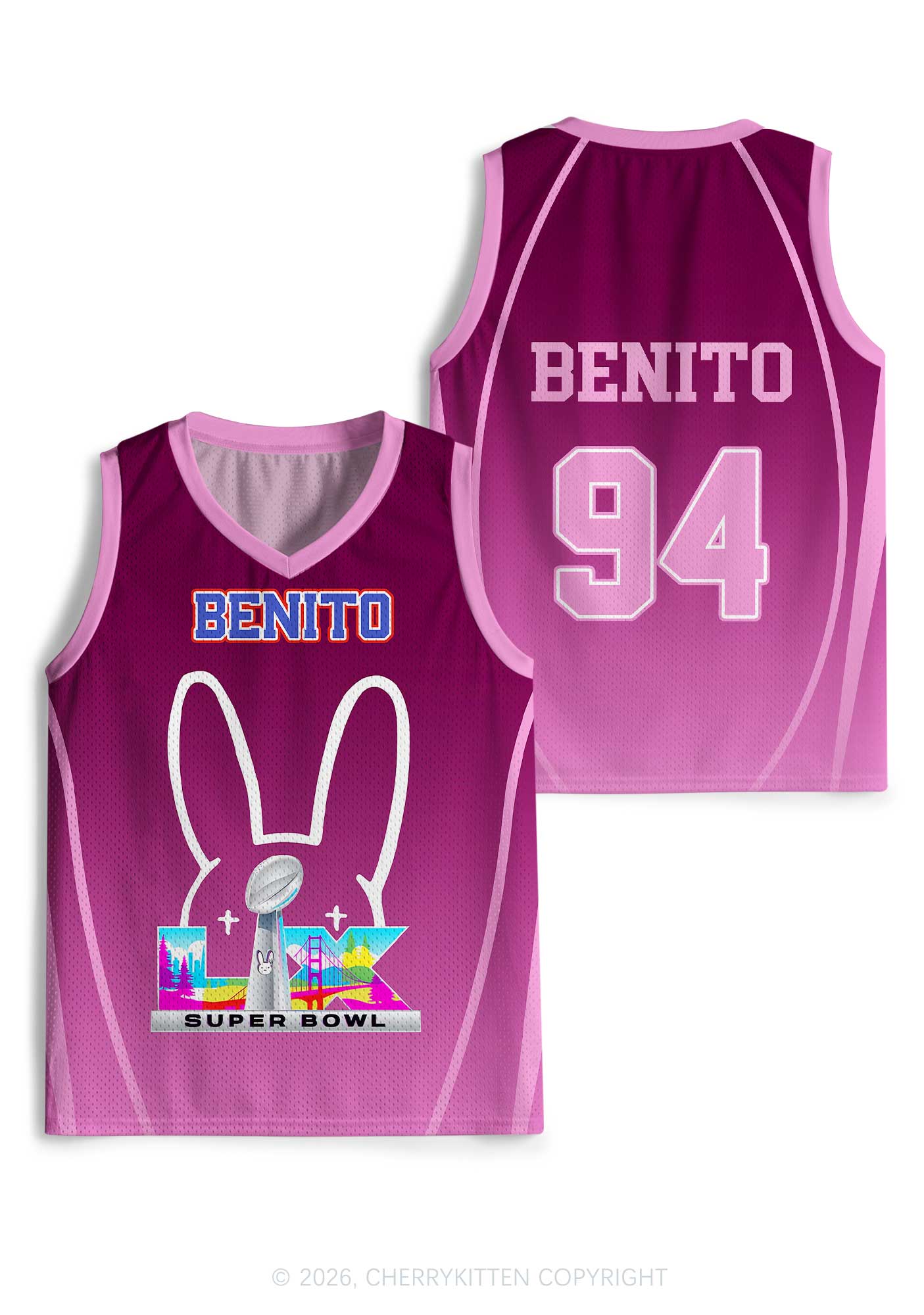 Purple Bunny Head Y2K Sport Jersey Tank Cherrykitten