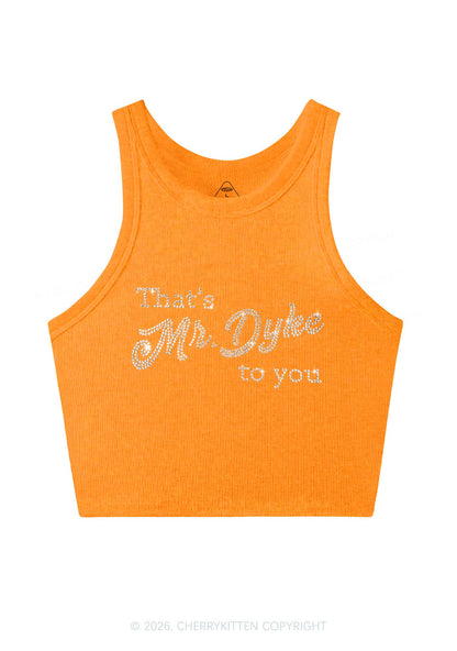 Rhinestone Thats Mr Dyke To You Pride Y2K Crop Tank Top Cherrykitten