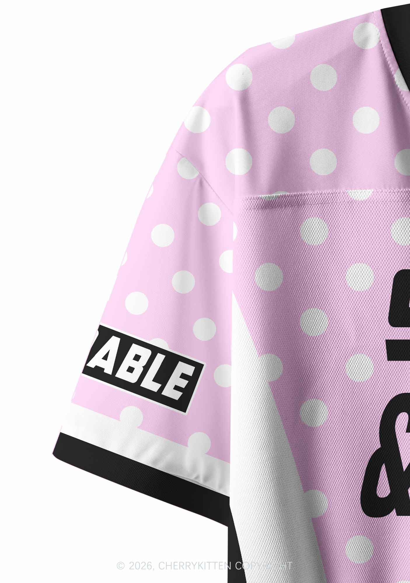 Submissive Breedable Pink Dots Y2K Crop Sport Jersey Shirts Cherrykitten