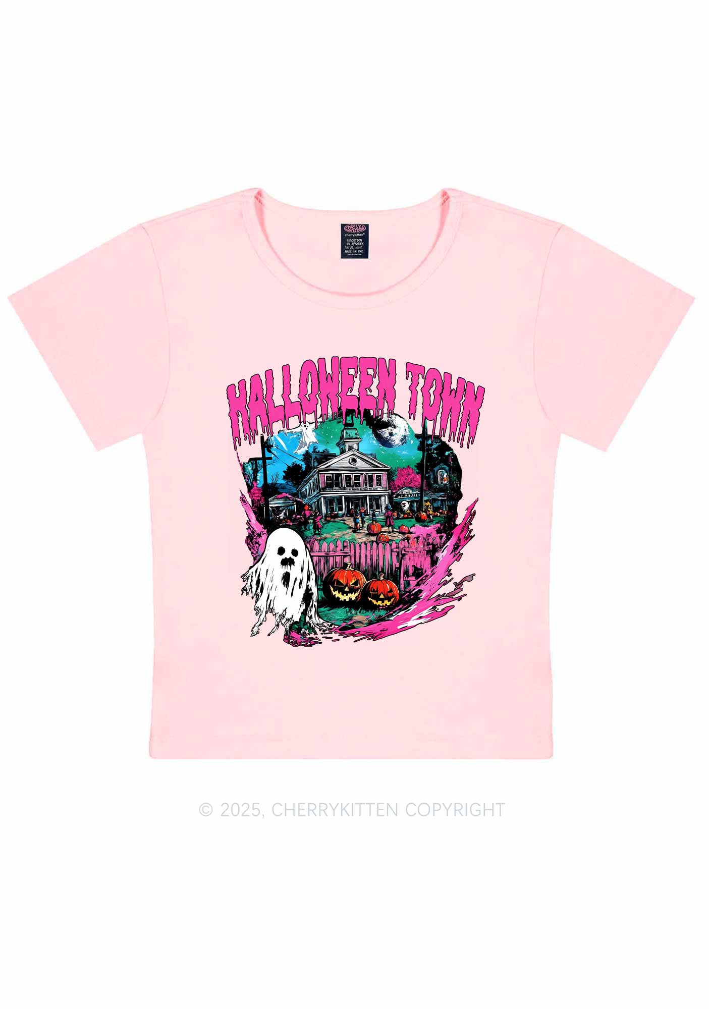 Halloween Ghost Town Y2K Baby Tee Cherrykitten
