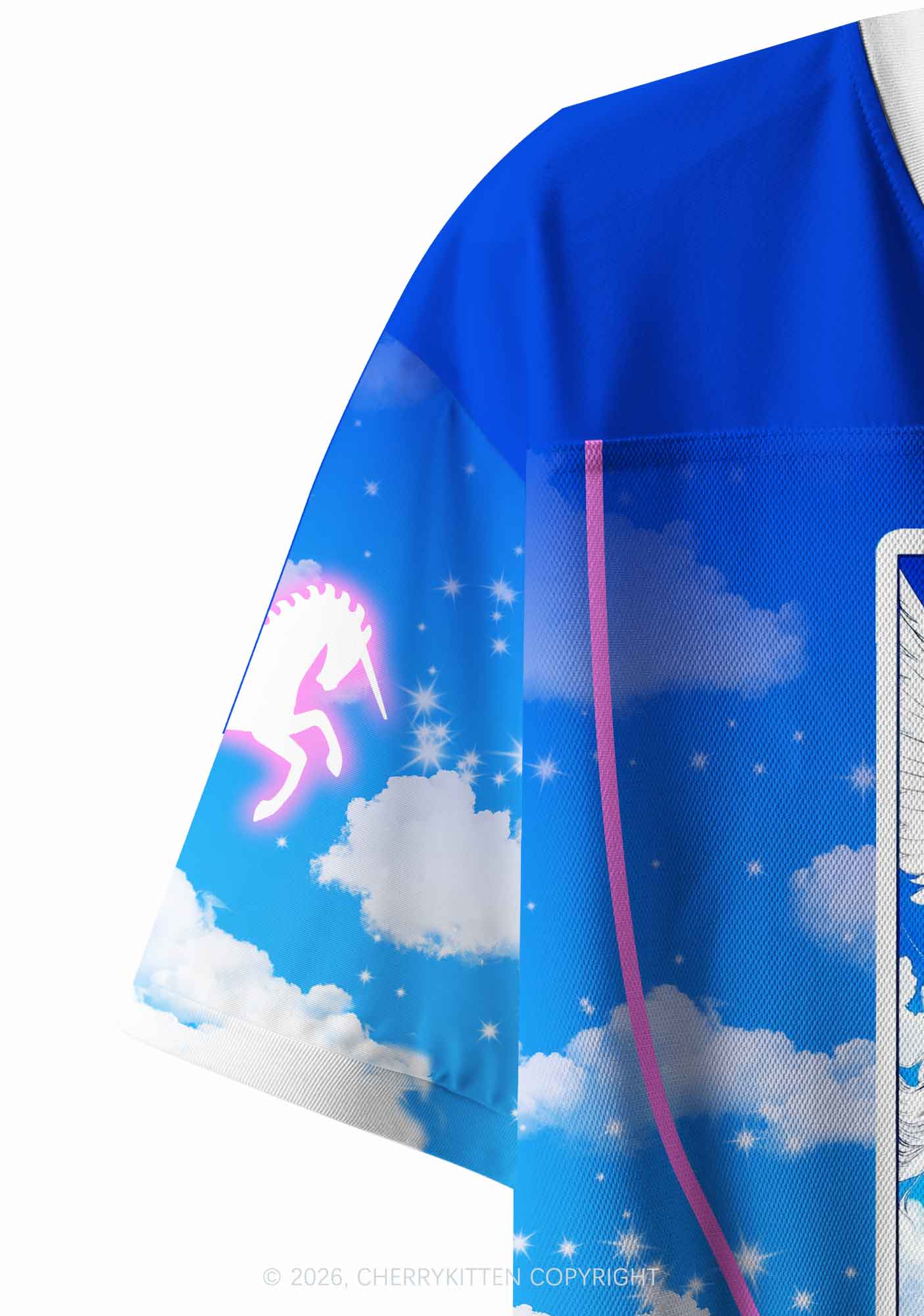 Blue Sky Alpha Male Unicorn Y2K Crop Sport Jersey Shirts Cherrykitten