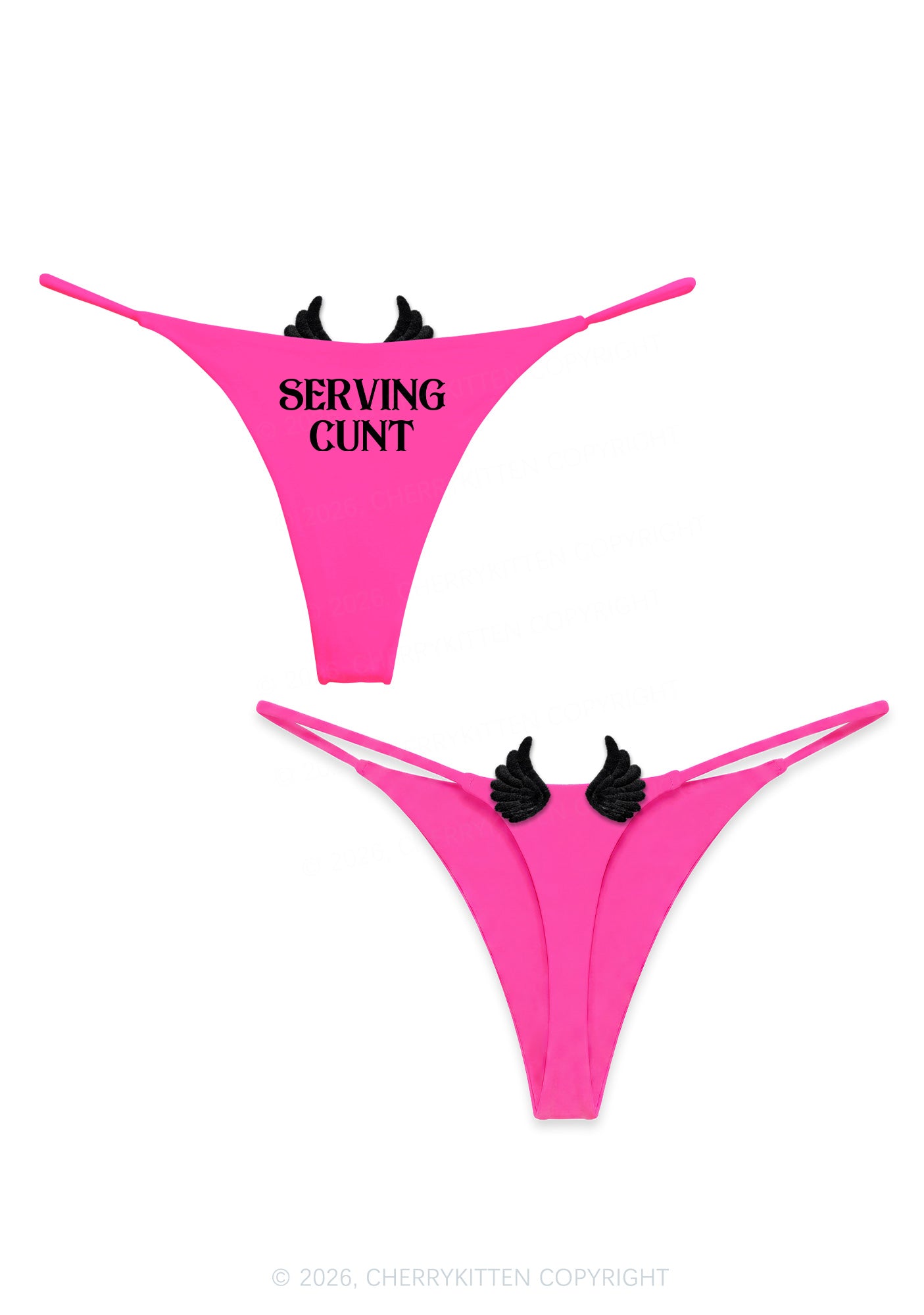 Serving Cxxt Y2K Goth Angel Wings Bikini String Thong Cherrykitten