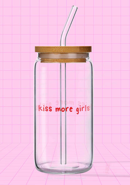 Kiss More Girls Pride Y2K Printed Glass Cup Cherrykitten