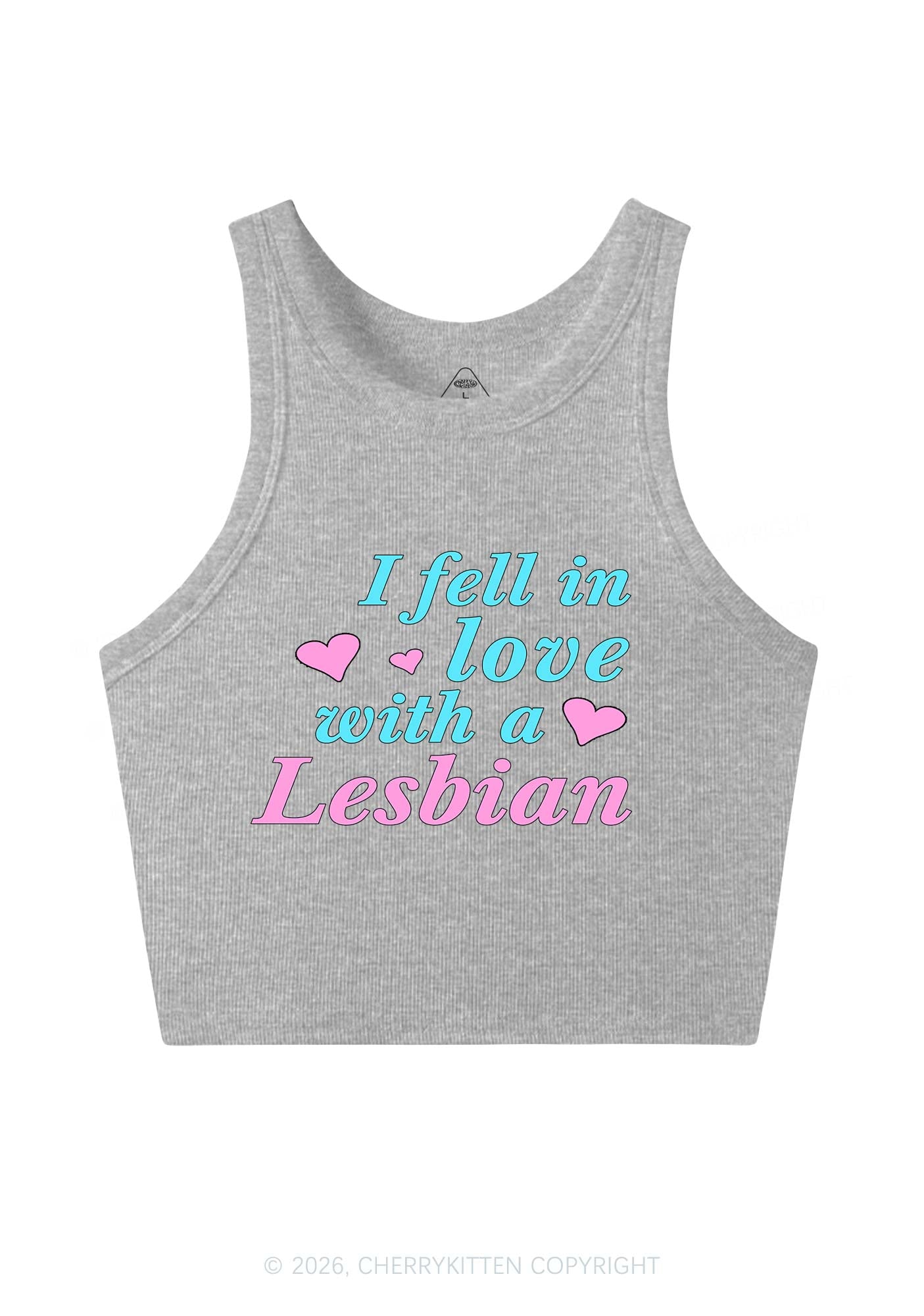 I Fell In Love With Lesbian Pride Y2K Crop Tank Top Cherrykitten