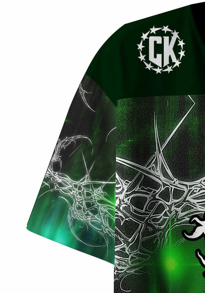 Green Gothic Faggot Pride Y2K Crop Sport Jersey Shirts Cherrykitten