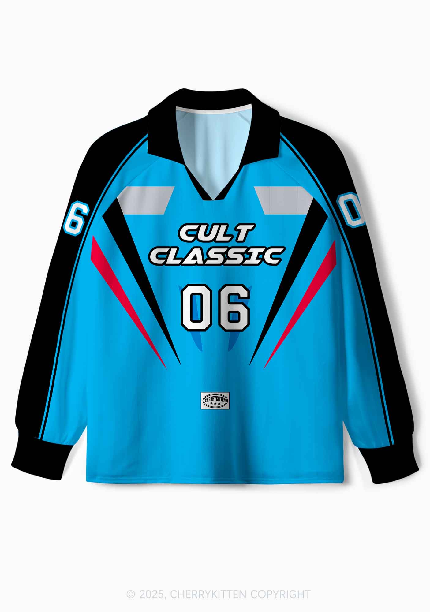 Custom Blue Cult Classic Y2K Long Sleeve Sport Jersey Shirts Cherrykitten