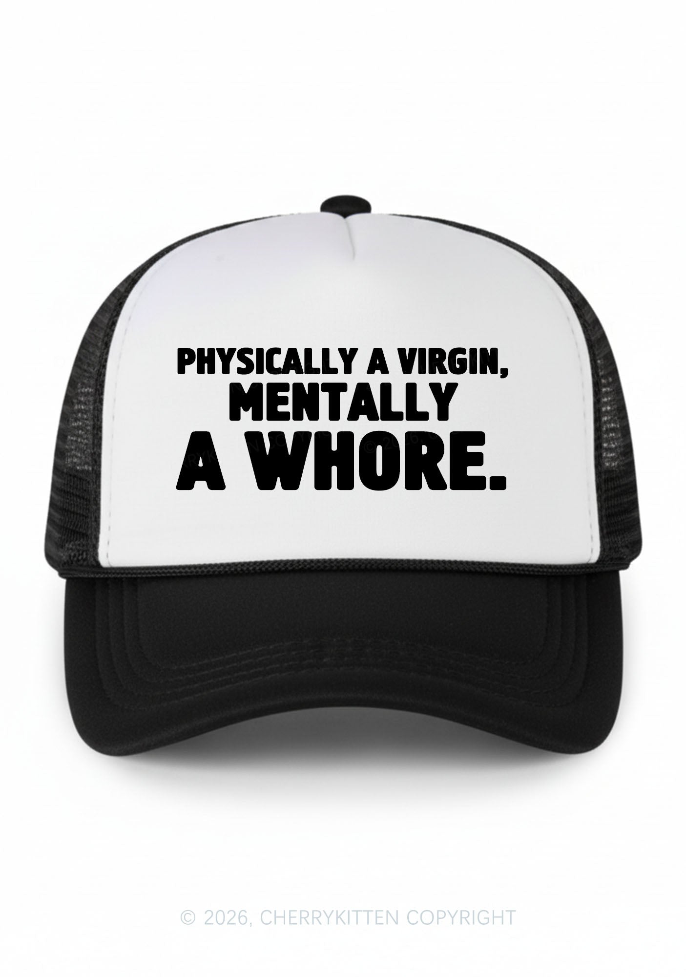 Mentally A Hore Y2K Colorblock Trucker Hat Cherrykitten