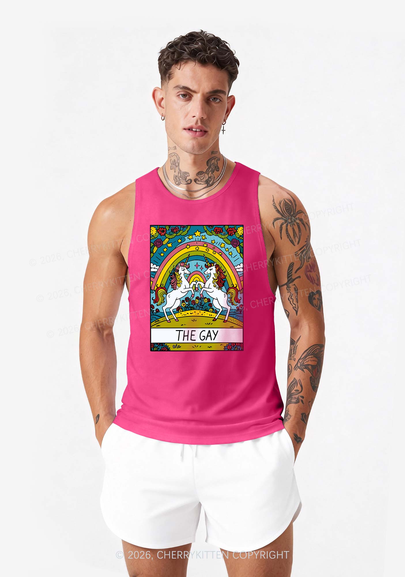 The Gay Unicorn Pride Y2K Men Racerback Tank Top Cherrykitten
