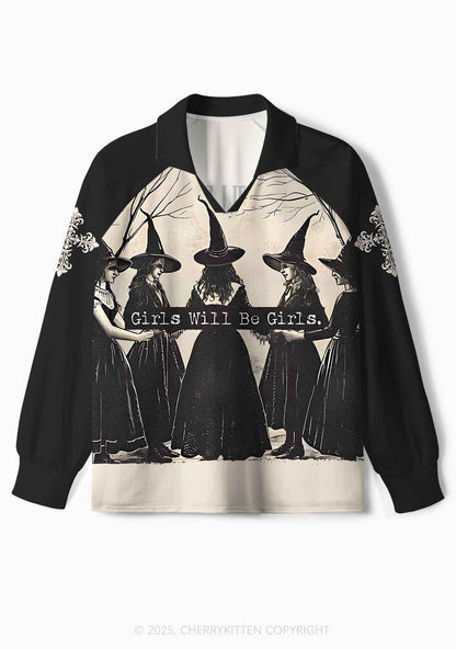 Custom Halloween Girls Will Be Girls Y2K Long Sleeve Sport Jersey Shirts Cherrykitten