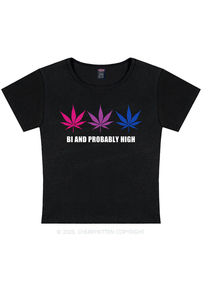 Bi Probably High Pride Y2K Baby Tee Cherrykitten