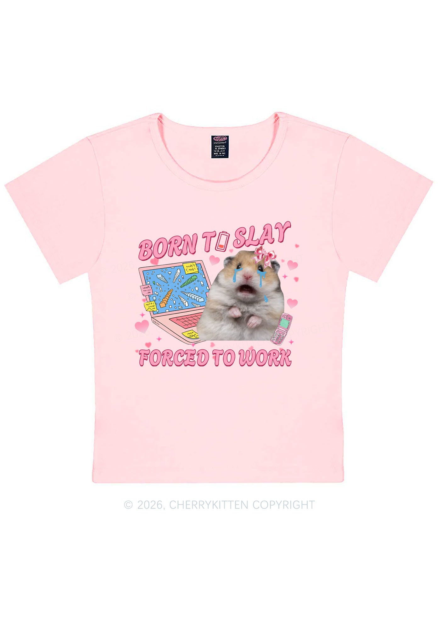 Custom Meme Born To Slay Y2K Baby Tee Cherrykitten