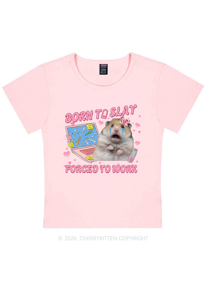 Custom Meme Born To Slay Y2K Baby Tee Cherrykitten