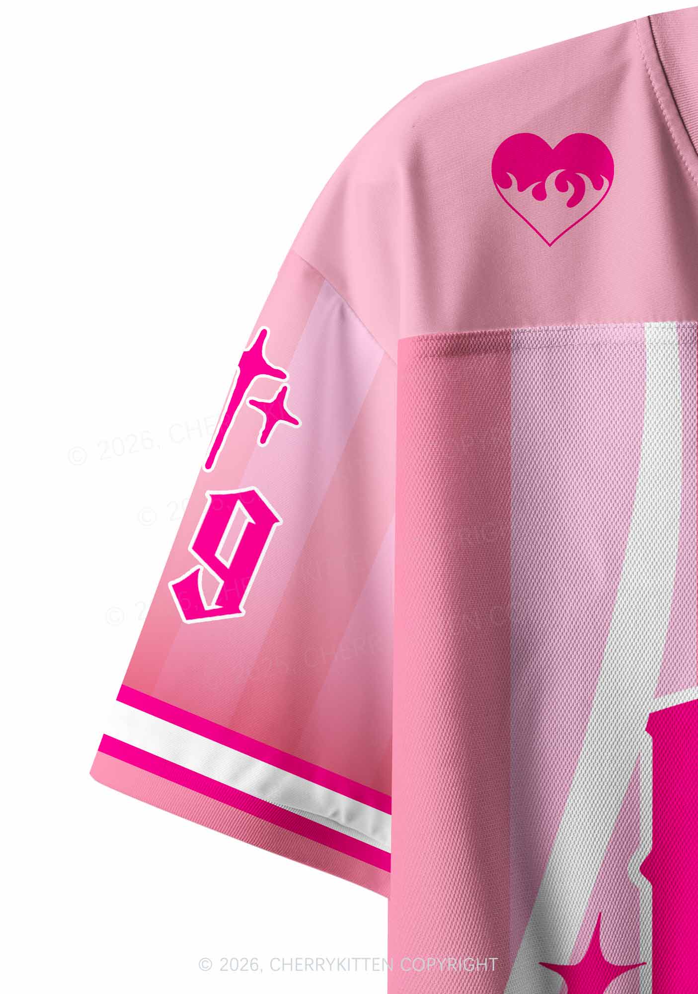 Pink Faggot Heart Pride Y2K Crop Sport Jersey Shirts Cherrykitten