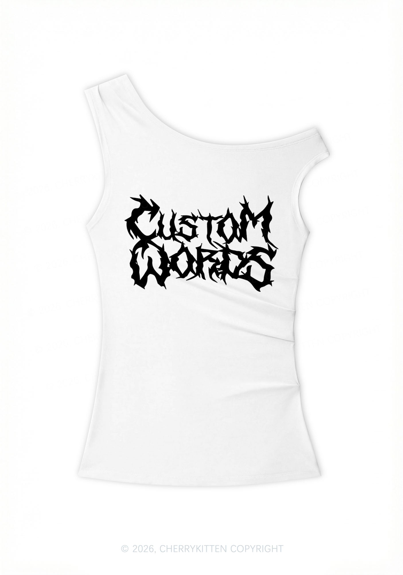 Custom Text Punk Font Y2K Off Shoulder Tank Top Cherrykitten